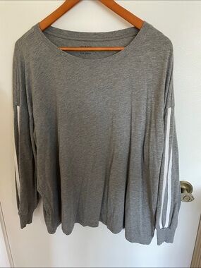 Torrid Gray Long Sleeve Tee with White Sleeve Stripes